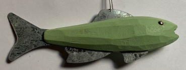 Fisch grün, aus Holz und Metall